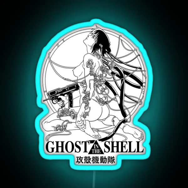 Ghost Anime Kusanagi Motoko In The Shell Poster Black And White RGB Neon Sign