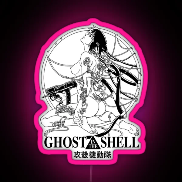 Ghost Anime Kusanagi Motoko In The Shell Poster Black And White RGB Neon Sign