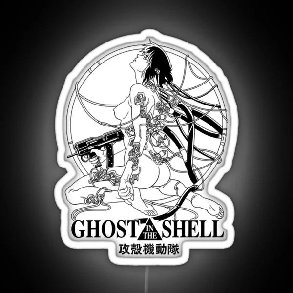 Ghost Anime Kusanagi Motoko In The Shell Poster Black And White RGB Neon Sign