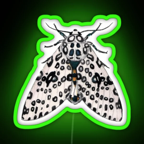 Giant Leopard Moth Hypercompe Scribonia RGB Neon Sign