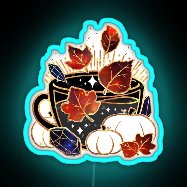 Gilded Autumn Teacup RGB Neon Sign
