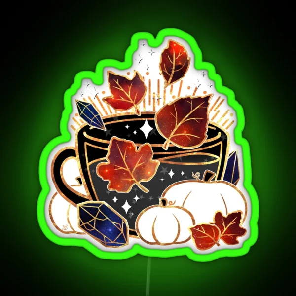 Gilded Autumn Teacup RGB Neon Sign