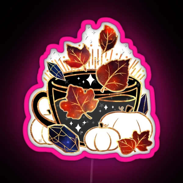 Gilded Autumn Teacup RGB Neon Sign