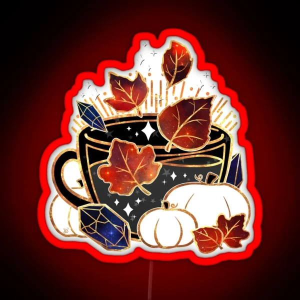 Gilded Autumn Teacup RGB Neon Sign