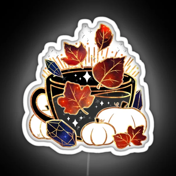 Gilded Autumn Teacup RGB Neon Sign