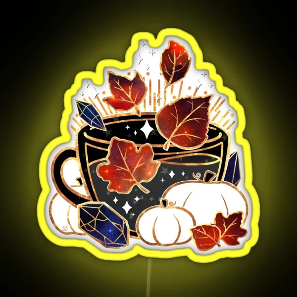 Gilded Autumn Teacup RGB Neon Sign