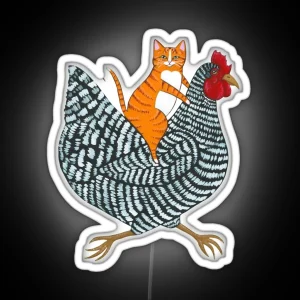 Ginger Cat Chicken Ride RGB Neon Sign