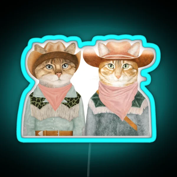 Ginger Cat Cowboys RGB Neon Sign