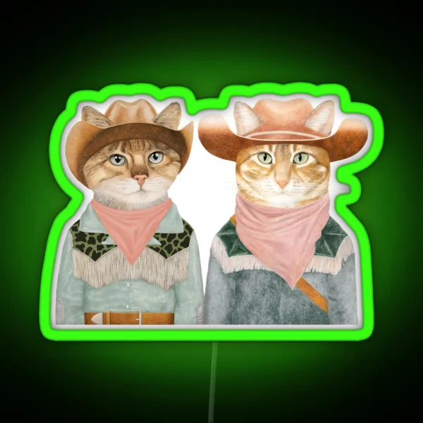 Ginger Cat Cowboys RGB Neon Sign