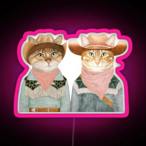 Ginger Cat Cowboys RGB Neon Sign