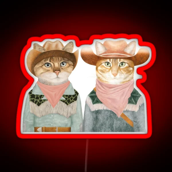 Ginger Cat Cowboys RGB Neon Sign