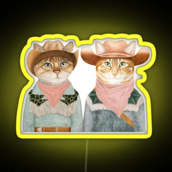 Ginger Cat Cowboys RGB Neon Sign