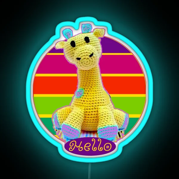 Giraffe Crochet Doll RGB Neon Sign