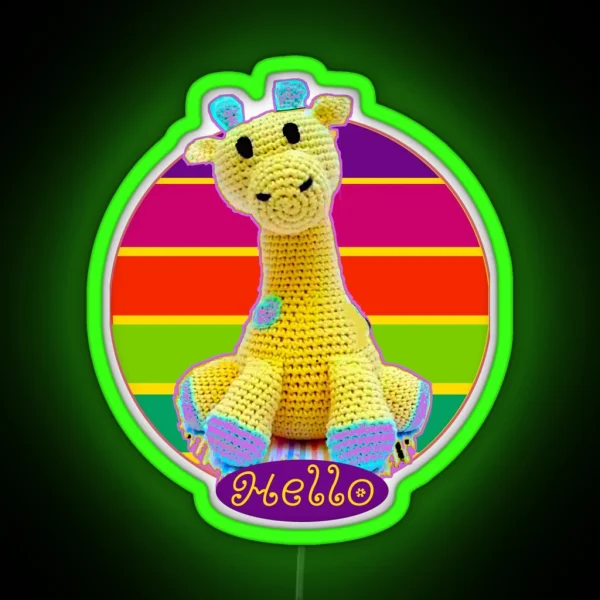Giraffe Crochet Doll RGB Neon Sign