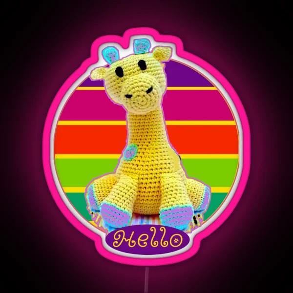 Giraffe Crochet Doll RGB Neon Sign