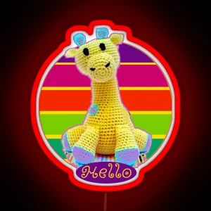 Giraffe Crochet Doll RGB Neon Sign