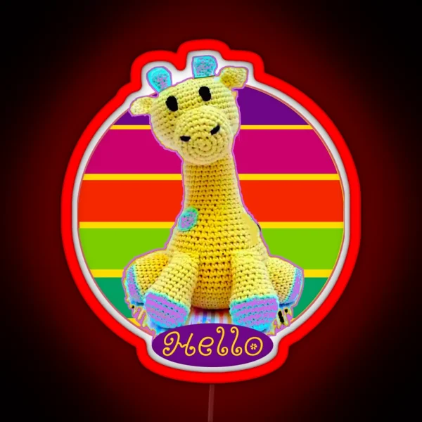 Giraffe Crochet Doll RGB Neon Sign