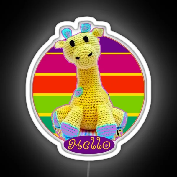 Giraffe Crochet Doll RGB Neon Sign