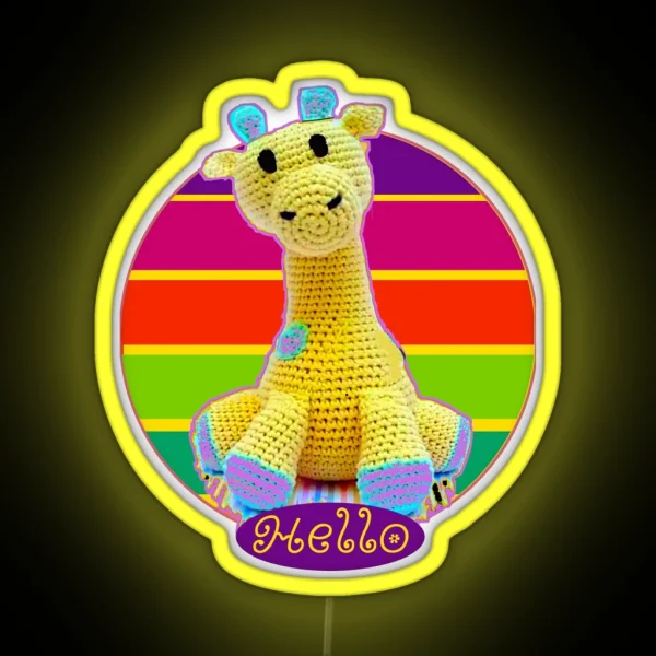Giraffe Crochet Doll RGB Neon Sign