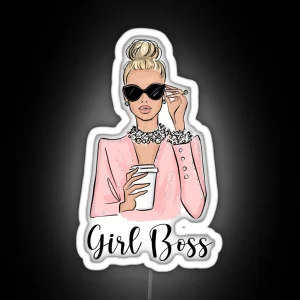 Girl Boss Fashion Illustration In Pink Tones RGB Neon Sign