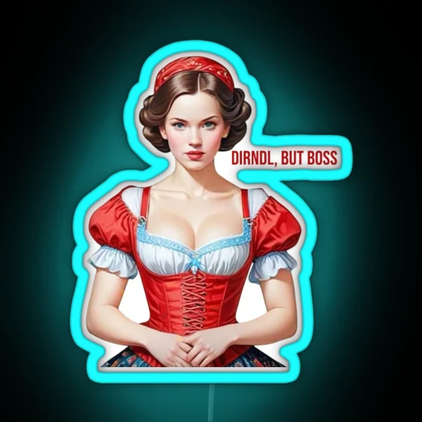 Girl In A Red Dirndl RGB Neon Sign