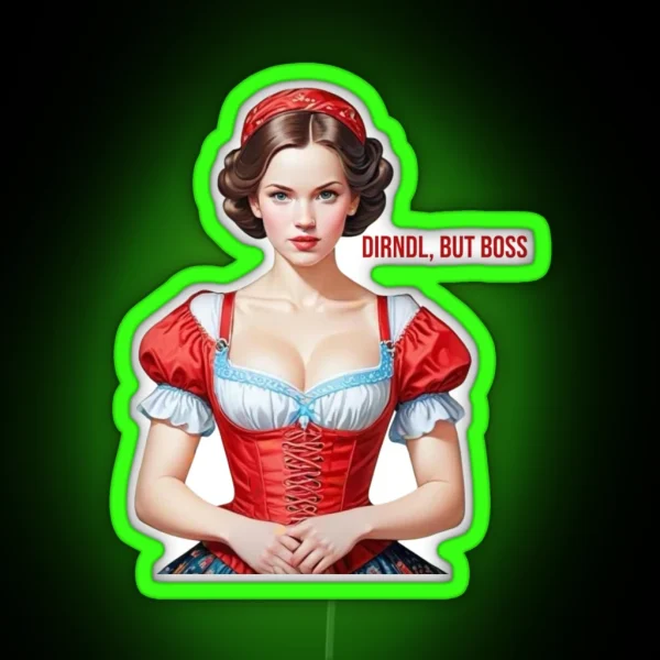 Girl In A Red Dirndl RGB Neon Sign