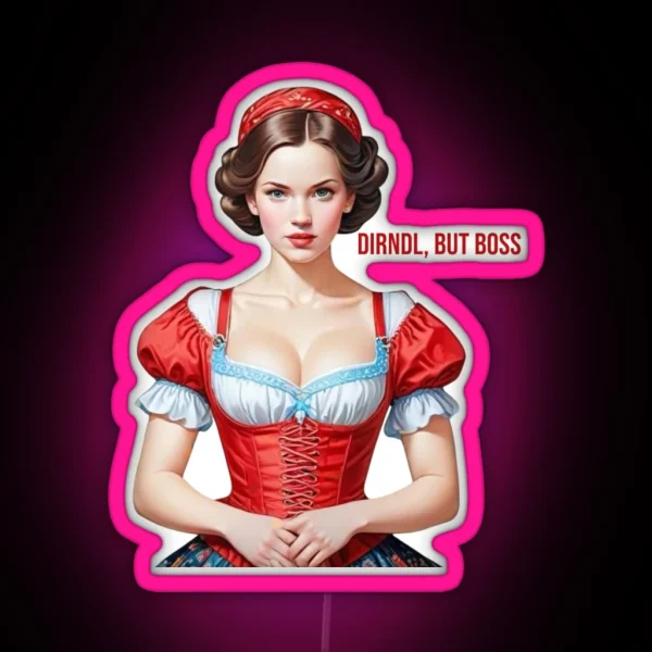 Girl In A Red Dirndl RGB Neon Sign
