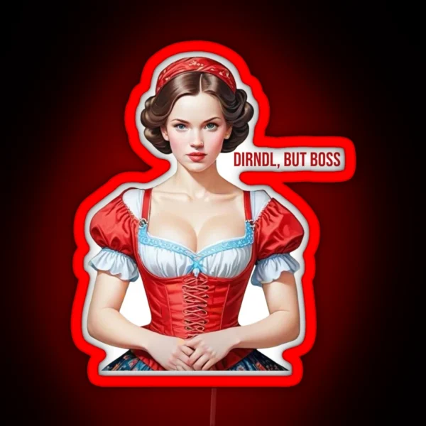 Girl In A Red Dirndl RGB Neon Sign