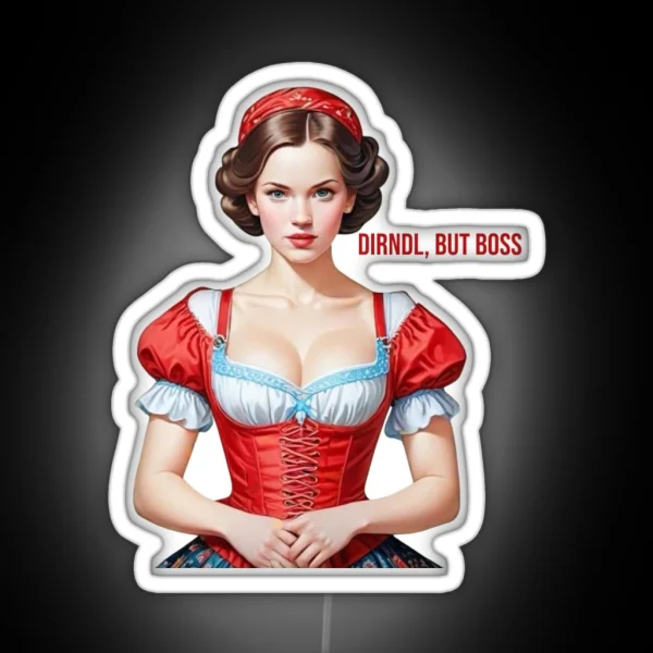 Girl In A Red Dirndl RGB Neon Sign