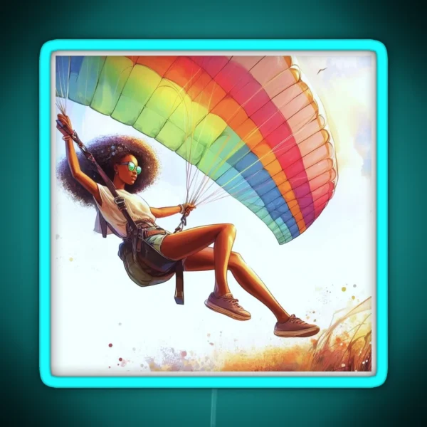 Girl Paragliding RGB Neon Sign