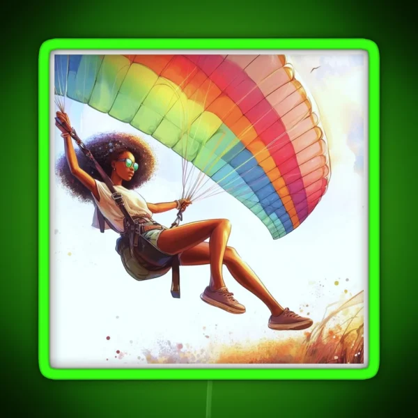 Girl Paragliding RGB Neon Sign