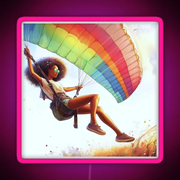 Girl Paragliding RGB Neon Sign