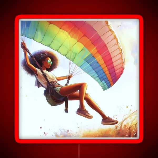 Girl Paragliding RGB Neon Sign