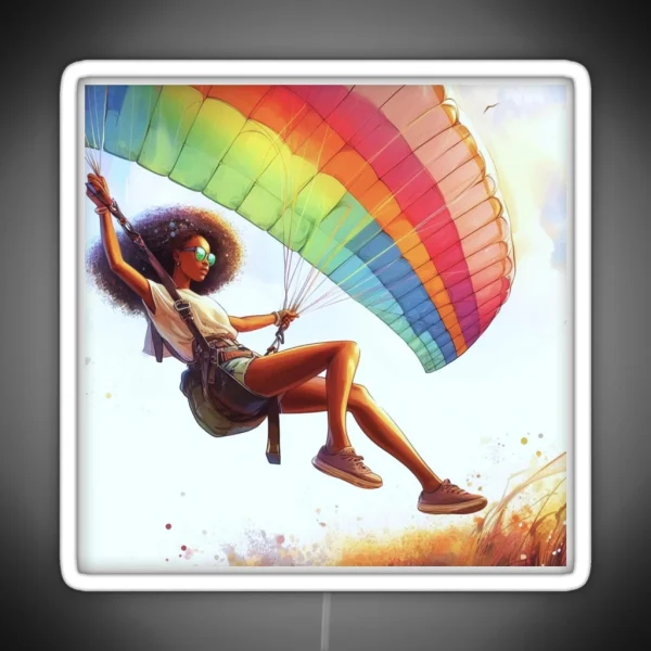 Girl Paragliding RGB Neon Sign