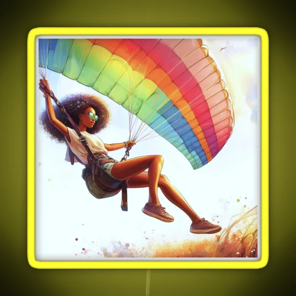 Girl Paragliding RGB Neon Sign