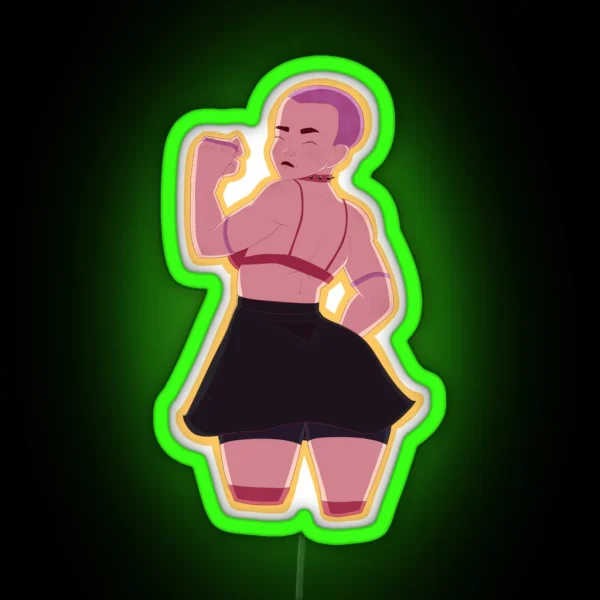Girl With Shaved Head RGB Neon Sign