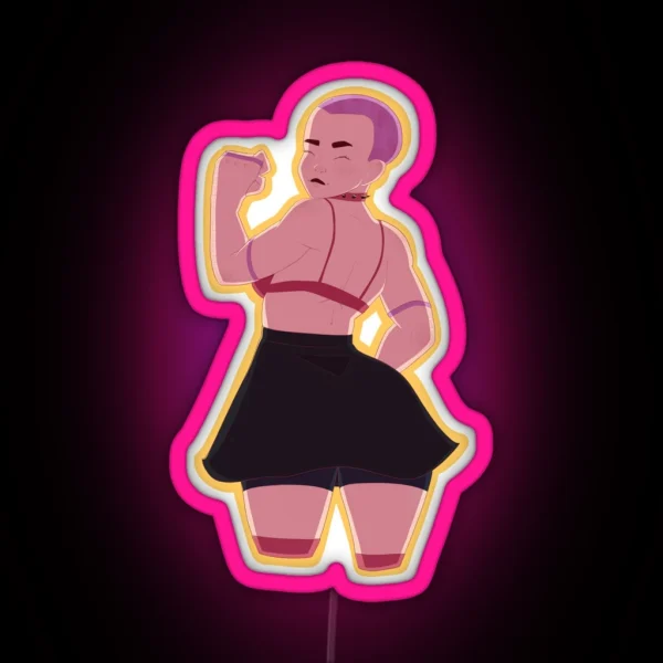 Girl With Shaved Head RGB Neon Sign