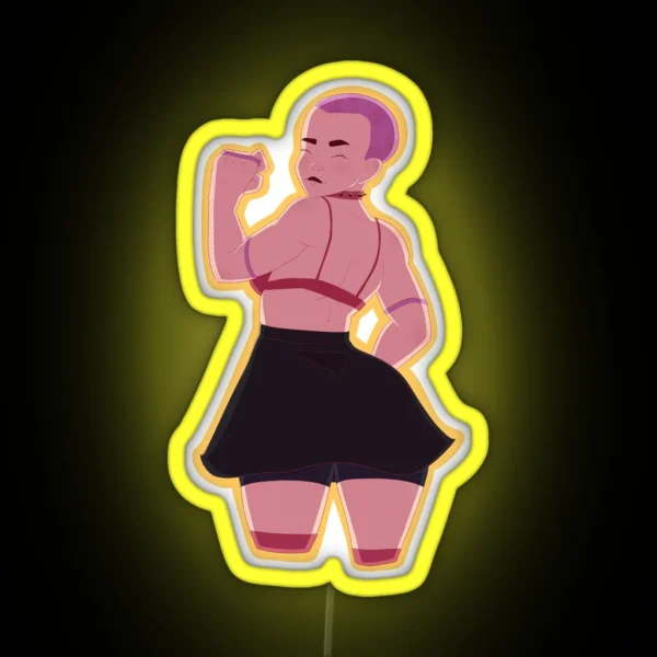 Girl With Shaved Head RGB Neon Sign