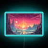 Glacial Reflections Comic Style Art Print Depicting Serene Mountain Lake Scene RGB Neon Sign - Image 3