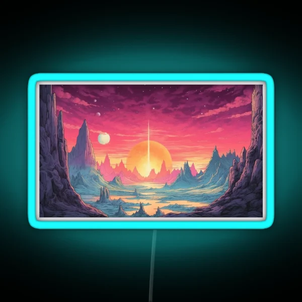 Glacial Reflections Comic Style Art Print RGB Neon Sign