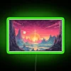 Glacial Reflections Comic Style Art Print Depicting Serene Mountain Lake Scene RGB Neon Sign - Image 4