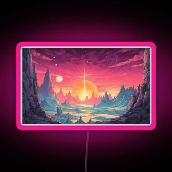 Glacial Reflections Comic Style Art Print RGB Neon Sign