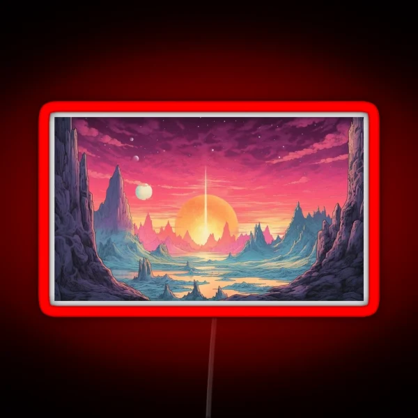 Glacial Reflections Comic Style Art Print RGB Neon Sign