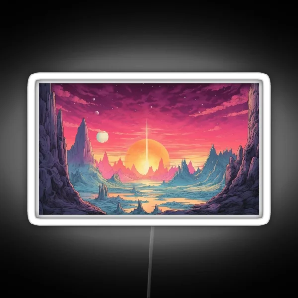 Glacial Reflections Comic Style Art Print RGB Neon Sign