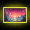 Glacial Reflections Comic Style Art Print Depicting Serene Mountain Lake Scene RGB Neon Sign - Image 6
