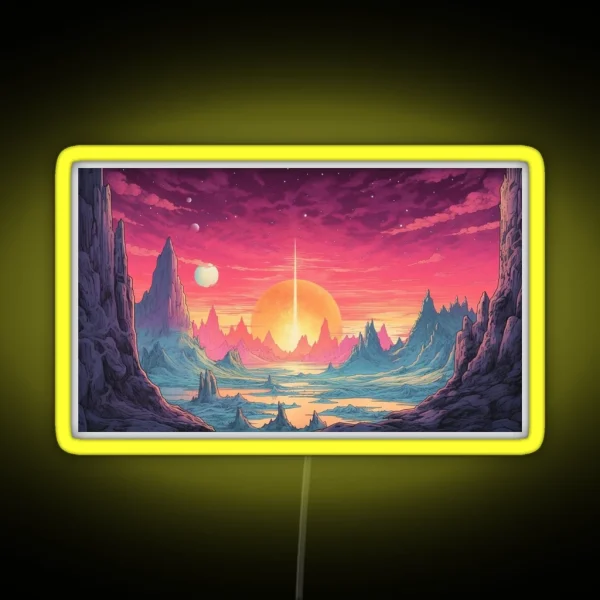 Glacial Reflections Comic Style Art Print RGB Neon Sign