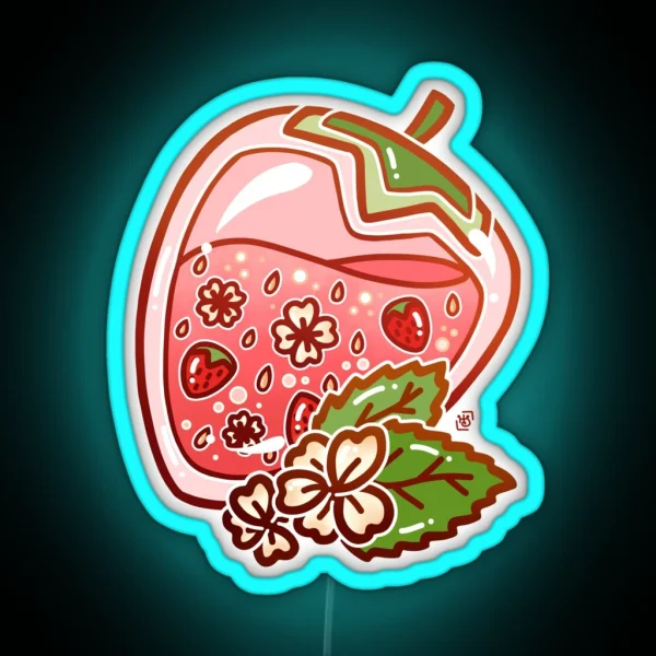 Glass Strawberry RGB Neon Sign