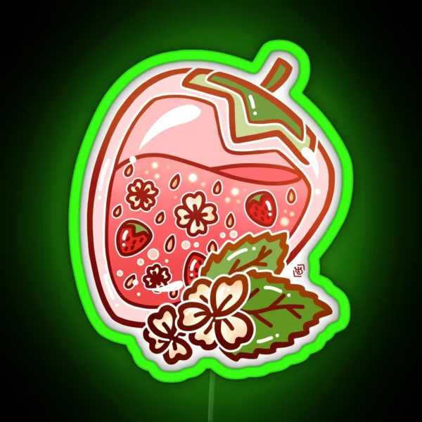 Glass Strawberry RGB Neon Sign