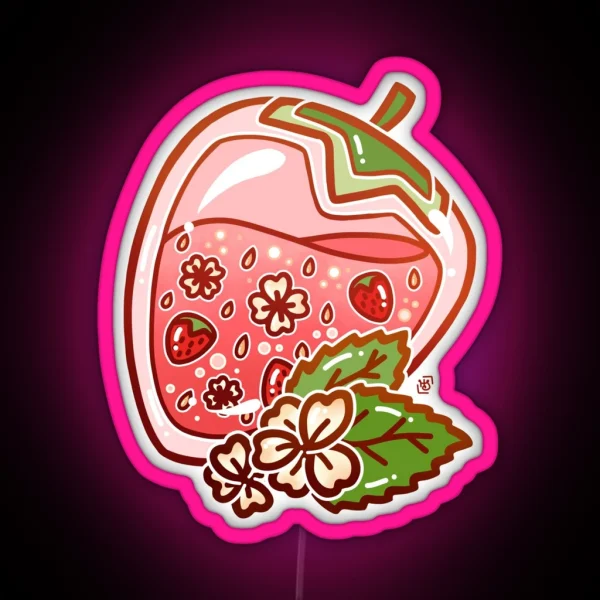Glass Strawberry RGB Neon Sign