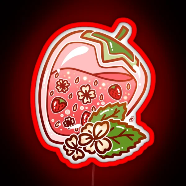 Glass Strawberry RGB Neon Sign